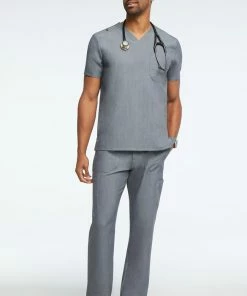 AllHeart Clearance Men's Solid Scrub Top & Cargo Scrub Pant Set