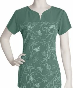 Grey's Anatomy Clearance Women's Notch Neck Soleil Sage Print Top