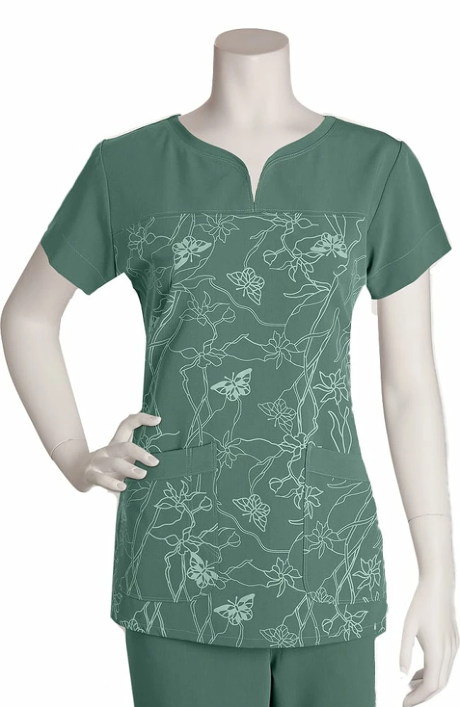 Grey's Anatomy Clearance Women's Notch Neck Soleil Sage Print Top 3 Grey's Anatomy Clearance Women's Notch Neck Soleil Sage Print Top