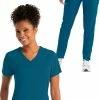 Grey's Anatomy Women's Solid Scrub Top & Track Cargo Scrub Pant -Cherokee Shop 1 bc 27set 650