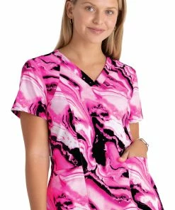 Barco One Clearance Women's V-Neck Tranquility Print Scrub Top