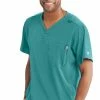 Skechers Clearance Men's Structure V-Neck Chest Pocket Solid Scrub Top -Cherokee Shop 1 bc sk0112 clearance165 650