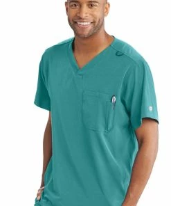 Skechers Clearance Men's Structure V-Neck Chest Pocket Solid Scrub Top