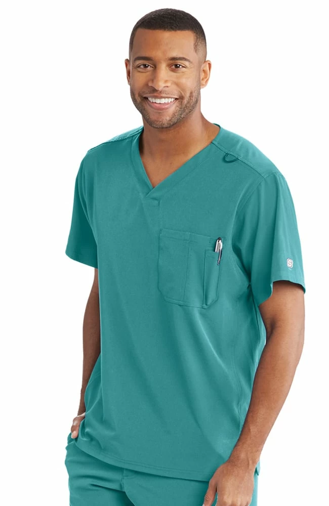 Skechers Clearance Men's Structure V-Neck Chest Pocket Solid Scrub Top 3 Skechers Clearance Men's Structure V-Neck Chest Pocket Solid Scrub Top