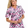 Cherokee Clearance Women's Discount V-Neck 2-Pocket Tunic Style Breast Cancer Awareness Print Scrub Top -Cherokee Shop 1 ck 4700 printclearancewrd 650