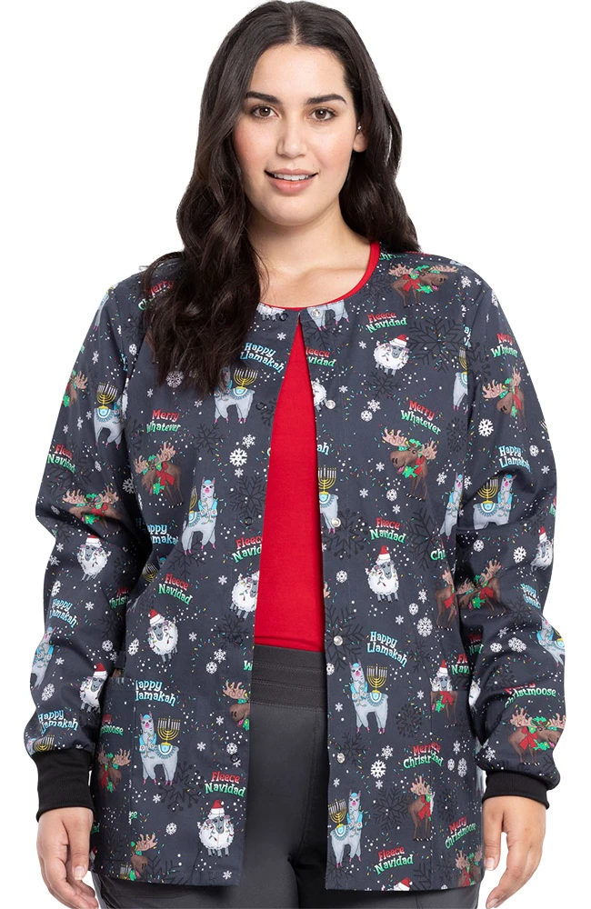 Cherokee Clearance Women's Merry Whatever Print Scrub Jacket 3 Cherokee Clearance Women's Merry Whatever Print Scrub Jacket
