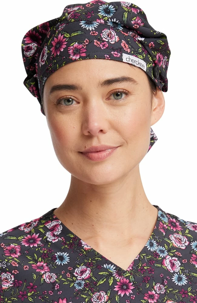 Cherokee Women's Romantic Garden Print Bouffant Scrub Hat 3 Cherokee Women's Romantic Garden Print Bouffant Scrub Hat