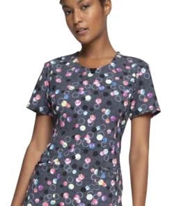 Cherokee Clearance Women's Dot's Brilliant Print Scrub Top