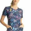 Cherokee Clearance Women's Flutter Floral Print Scrub Top -Cherokee Shop 1 ck ck609 printclearancefup 650