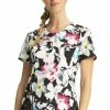 Cherokee Clearance Women's Inky Garden Print Scrub Top