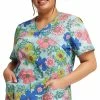 Cherokee Women's Mock Wrap Retro Buds Print Scrub Top -Cherokee Shop 1 ck ck614 printrtb 650