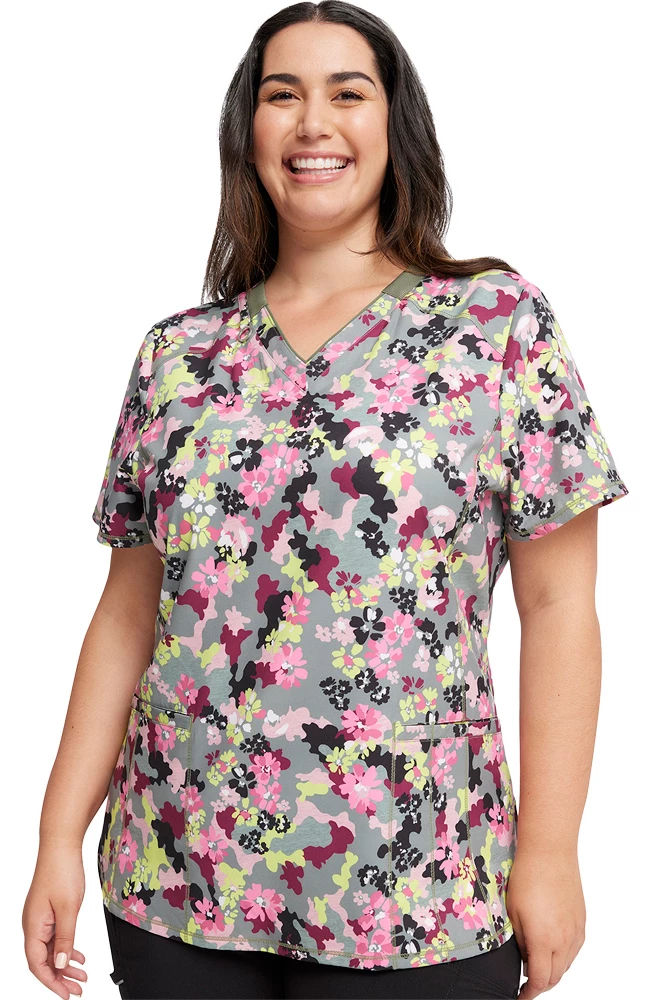 Cherokee Women's Floral Camotion Print Scrub Top 3 Cherokee Women's Floral Camotion Print Scrub Top