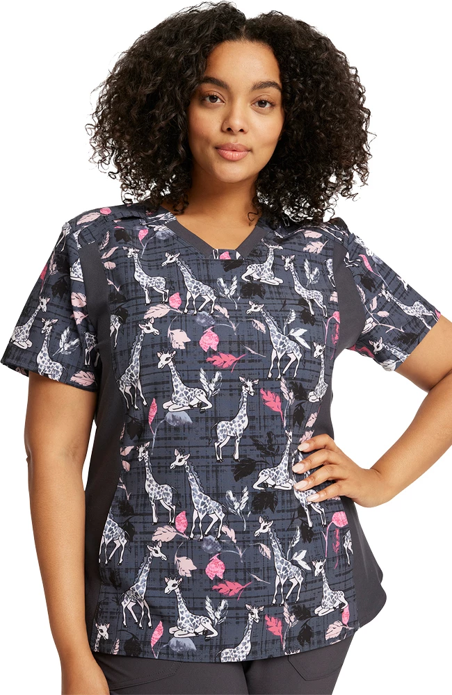 Cherokee Women's Giraffe-Ter My Love Print Scrub Top 3 Cherokee Women's Giraffe-Ter My Love Print Scrub Top