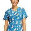 Cherokee Women's Care Like No Otter Print Scrub Top -Cherokee Shop 1 ck ck651 printcln 650