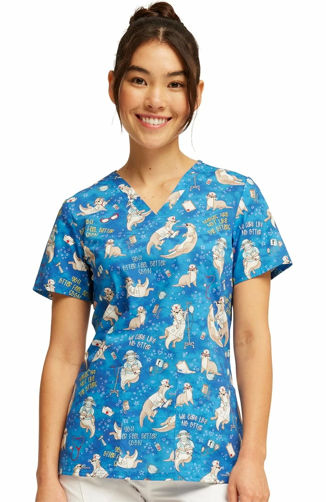 Cherokee Women's Care Like No Otter Print Scrub Top 3 Cherokee Women's Care Like No Otter Print Scrub Top