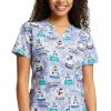 Cherokee Women's Chillin' Snowmies Print Scrub Top -Cherokee Shop 1 ck ck651 printcls 650