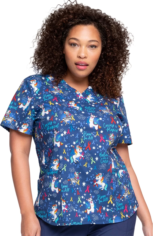 Cherokee Clearance Women's Magical Care Print Scrub Top 3 Cherokee Clearance Women's Magical Care Print Scrub Top