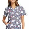 Cherokee Women's Toothicorn Magic Print Scrub Top -Cherokee Shop 1 ck ck652 printtcm 650