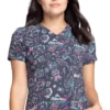 Cherokee Clearance Women's Tuckable Smart Stuff Print Scrub Top -Cherokee Shop 1 ck ck664 printclearancestf 650