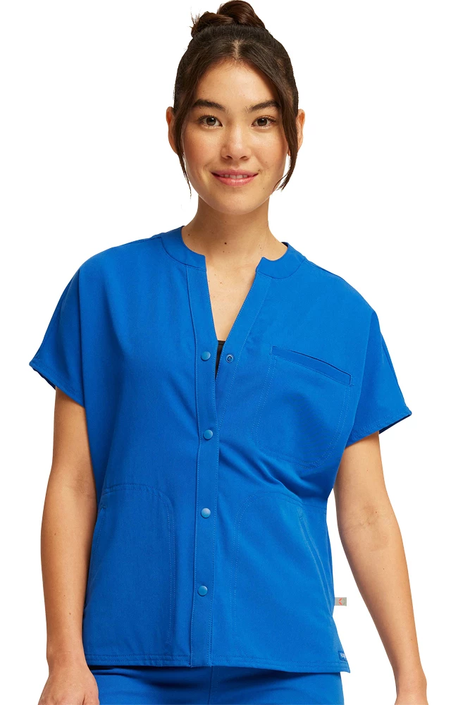 Cherokee Clearance Women's Mandarin Collar Snap Front Scrub Top 3 Cherokee Clearance Women's Mandarin Collar Snap Front Scrub Top