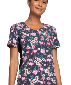 Cherokee Clearance Women's Let's Flock Together Print Scrub Top