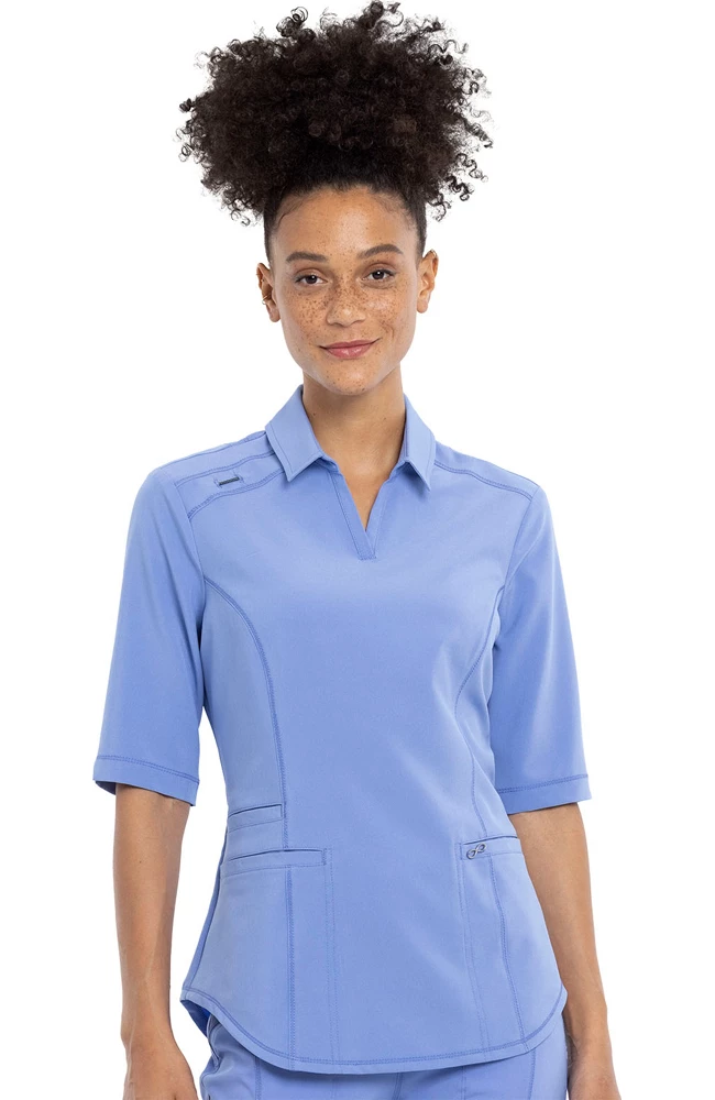 Cherokee Women's Polo Collar Solid Scrub Top 3 Cherokee Women's Polo Collar Solid Scrub Top