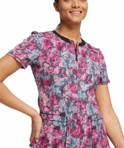 Cherokee Women's Hiss Or Miss Print Scrub Top