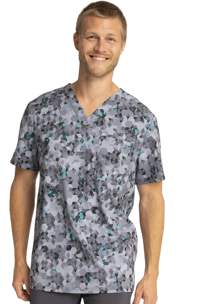Cherokee Clearance Men's Abstract Ways Print Scrub Top 3 Cherokee Clearance Men's Abstract Ways Print Scrub Top