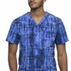 Cherokee Clearance Men's Plaid Tie Dye Print Scrub Top -Cherokee Shop 1 ck ck902 printclearanceplt 650