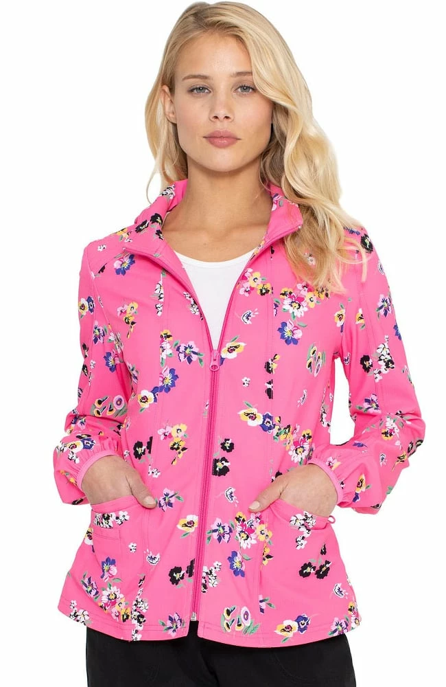 Heartsoul Clearance Women's Warm Up Flowering Fields Print Scrub Jacket 3 Heartsoul Clearance Women's Warm Up Flowering Fields Print Scrub Jacket