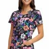 Heartsoul Women's Hopeful Blooms Print Scrub Top -Cherokee Shop 1 ck hs614 printhfb 650