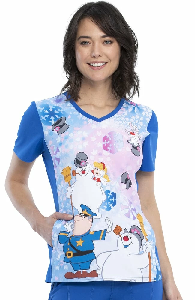 Cherokee Clearance Women's Snowland Print Scrub Top 3 Cherokee Clearance Women's Snowland Print Scrub Top