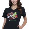 Cherokee Clearance Women's V-Neck Holly Jolly Pets Print Scrub Top -Cherokee Shop 1 ck tf627 printclearancepto 650