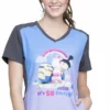 Cherokee Clearance Women's V-Neck Contrast Back Minions Print Scrub Top -Cherokee Shop 1 ck tf637 printclearancedmr 650