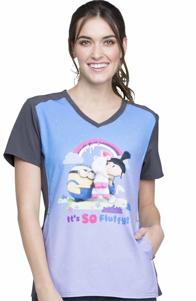 Cherokee Clearance Women's V-Neck Contrast Back Minions Print Scrub Top 3 Cherokee Clearance Women's V-Neck Contrast Back Minions Print Scrub Top
