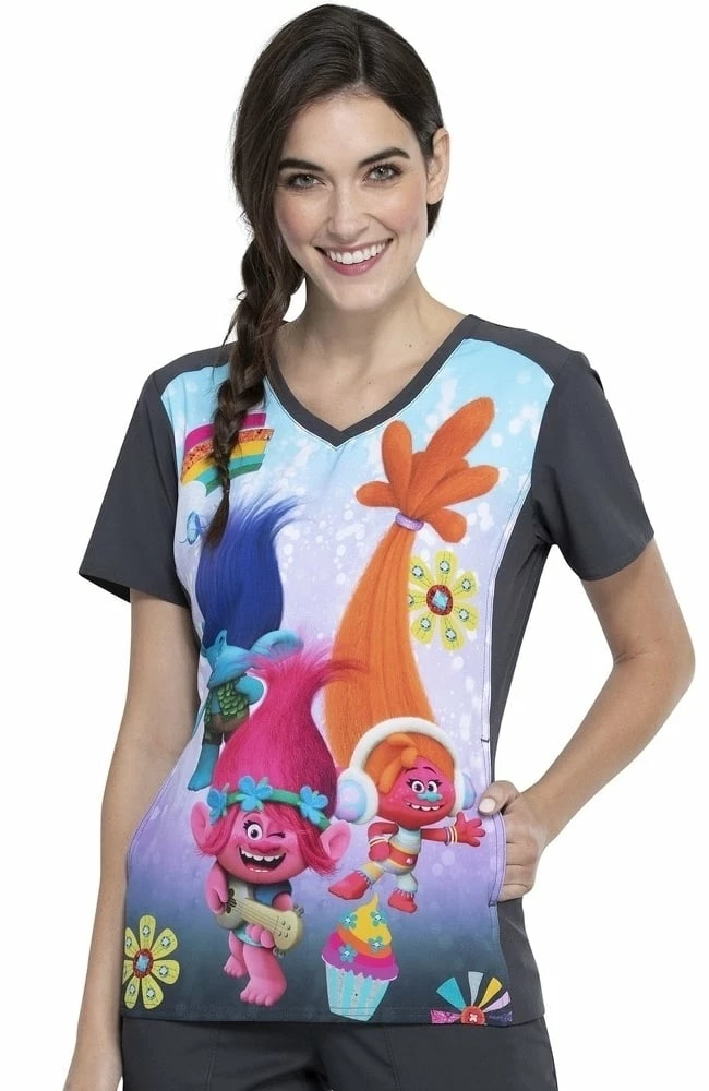 Cherokee Clearance Women's Musical Genius Print Scrub Top 3 Cherokee Clearance Women's Musical Genius Print Scrub Top