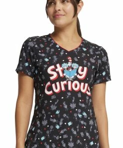 Cherokee Women's Inquiring Minds Print Scrub Top