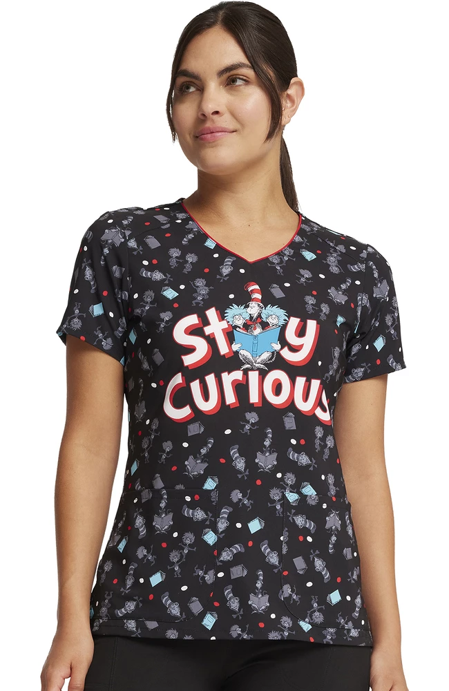 Cherokee Women's Inquiring Minds Print Scrub Top 3 Cherokee Women's Inquiring Minds Print Scrub Top