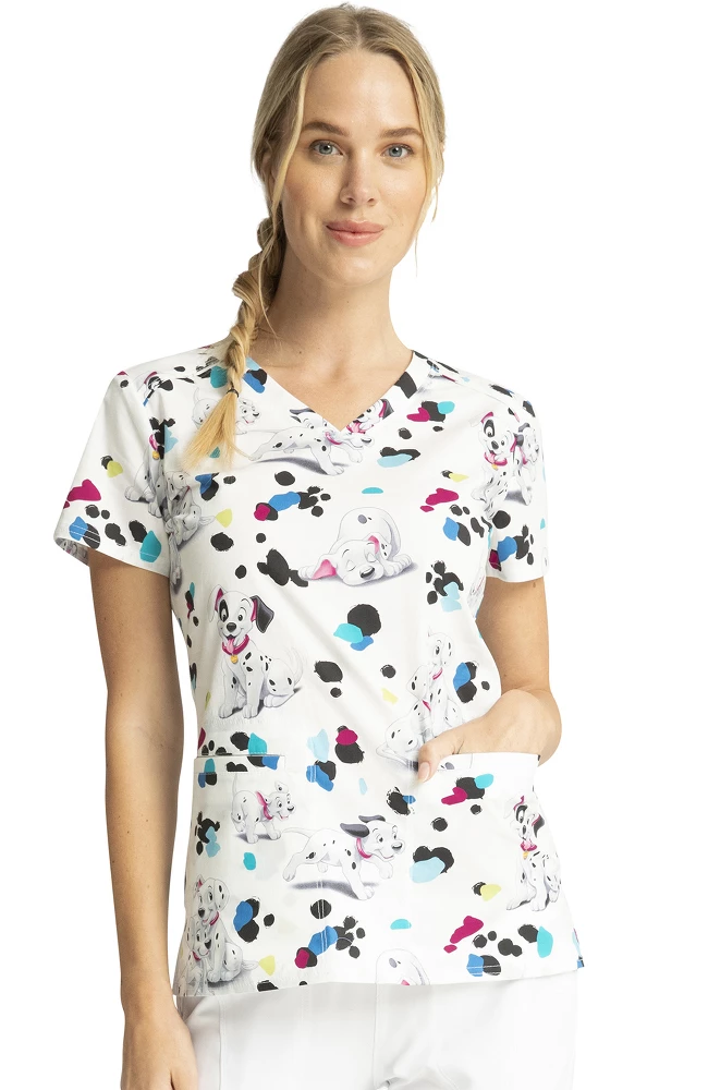 Cherokee Clearance Women's Spots Print Scrub Top 3 Cherokee Clearance Women's Spots Print Scrub Top