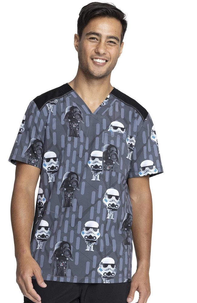 Cherokee Clearance Men's Chibi Empire Print Scrub Top 3 Cherokee Clearance Men's Chibi Empire Print Scrub Top