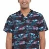 Cherokee Clearance Men's Fast And Furious Print Scrub Top -Cherokee Shop 1 ck tf730 printclearancetff 650