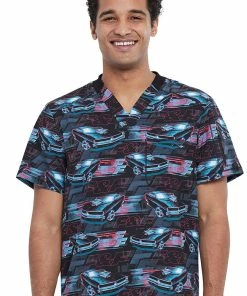 Cherokee Clearance Men's Fast And Furious Print Scrub Top