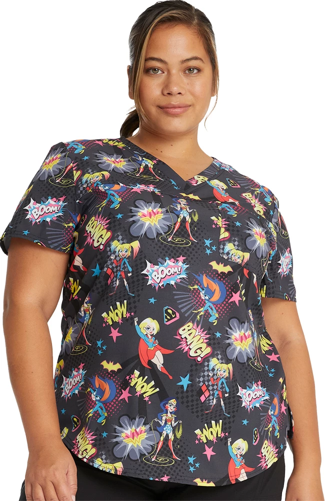 Cherokee Clearance Women's Girls Have The Power Print Scrub Top 3 Cherokee Clearance Women's Girls Have The Power Print Scrub Top