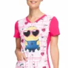 Cherokee Clearance Women's Smitten Minion Print Scrub Top