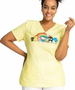 Cherokee Clearance Women's Under The Rainbow Print Scrub Top