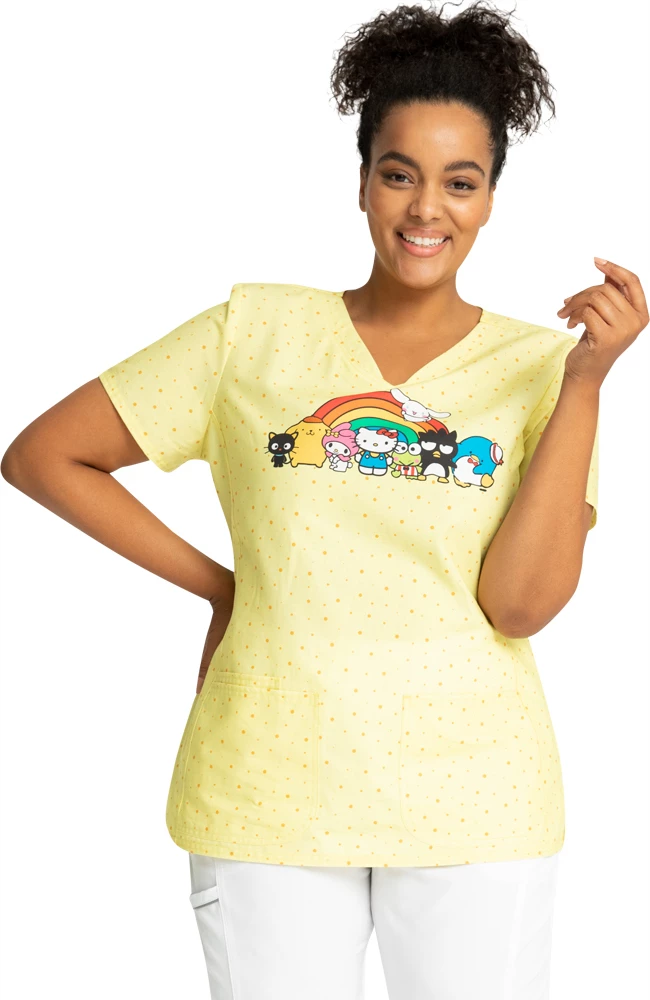 Cherokee Clearance Women's Under The Rainbow Print Scrub Top 3 Cherokee Clearance Women's Under The Rainbow Print Scrub Top