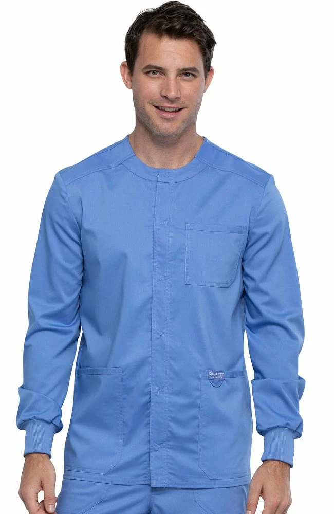 Cherokee Workwear Clearance Men's Snap Front Solid Scrub Jacket 3 Cherokee Workwear Clearance Men's Snap Front Solid Scrub Jacket