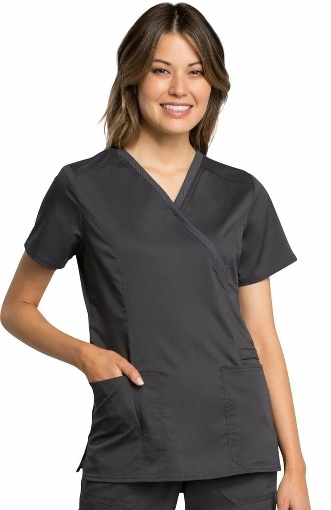 Cherokee Workwear Women's Mock Wrap Solid Scrub Top 3 Cherokee Workwear Women's Mock Wrap Solid Scrub Top