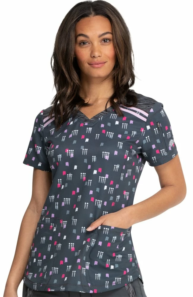 Dickies Clearance Women's Dots So Geo Print Scrub Top 3 Dickies Clearance Women's Dots So Geo Print Scrub Top