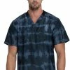 Dickies Clearance Men's Tie Dye Stripes Pewter Print Scrub Top -Cherokee Shop 1 di dk613 printclearancetyp 650